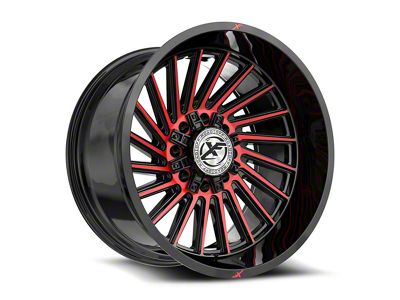 XF Offroad XF-239 Gloss Black and Red Machined 8-Lug Wheel; 20x10; -12mm Offset (01-06 Sierra 2500 HD)