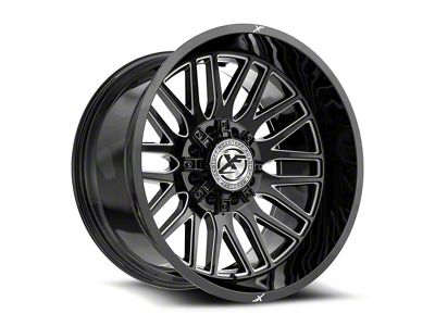 XF Offroad XF-240 Gloss Black and Milled 8-Lug Wheel; 22x10; -18mm Offset (01-06 Sierra 2500 HD)