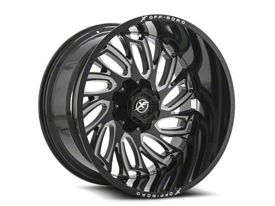 XF Offroad XF-207 Gloss Black and Milled 8-Lug Wheel; 20x12; -44mm Offset (01-06 Sierra 3500 HD SRW)