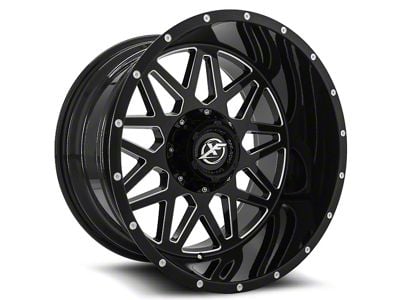 XF Offroad XF-211 Gloss Black and Milled 8-Lug Wheel; 20x10; -12mm Offset (01-06 Sierra 3500 HD SRW)