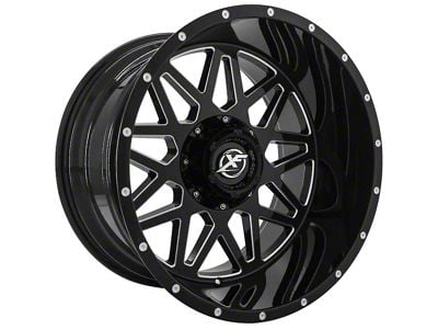 XF Offroad XF-211 Gloss Black Milled 8-Lug Wheel; 20x10; -12mm Offset (01-06 Sierra 3500 HD SRW)