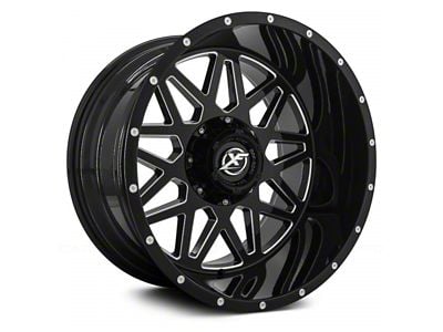 XF Offroad XF-211 Gloss Black Milled 8-Lug Wheel; 22x12; -44mm Offset (01-06 Sierra 3500 HD SRW)