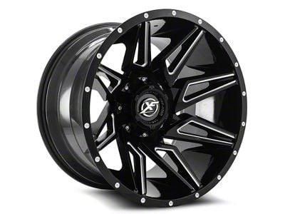 XF Offroad XF-218 Gloss Black and Milled 8-Lug Wheel; 20x10; -12mm Offset (01-06 Sierra 3500 HD SRW)