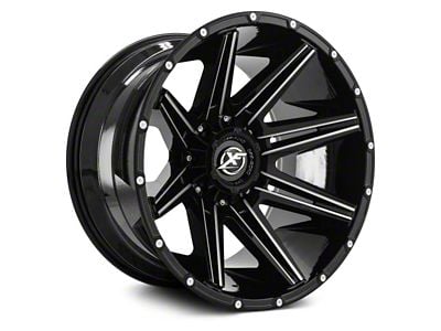 XF Offroad XF-220 Gloss Black Milled 8-Lug Wheel; 18x9; 12mm Offset (01-06 Sierra 3500 HD SRW)