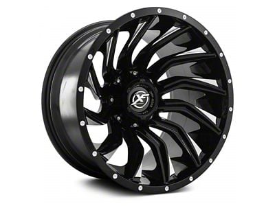 XF Offroad XF-224 Gloss Black and Milled 8-Lug Wheel; 20x10; -12mm Offset (01-06 Sierra 3500 HD SRW)