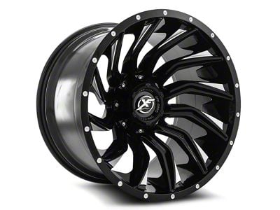 XF Offroad XF-224 Gloss Black and Milled 8-Lug Wheel; 28x14; -76mm Offset (01-06 Sierra 3500 HD SRW)