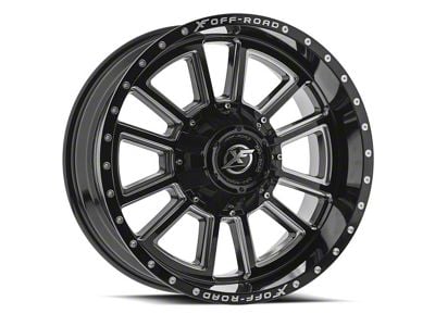 XF Offroad XF-225 Gloss Black and Milled 8-Lug Wheel; 20x12; -44mm Offset (01-06 Sierra 3500 HD SRW)