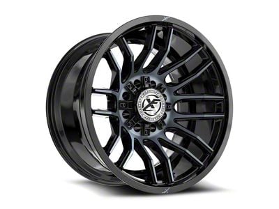 XF Offroad XF-232 Gloss Black and Machined Titanium Double Dark Tint 8-Lug Wheel; 20x10; -12mm Offset (01-06 Sierra 3500 HD SRW)