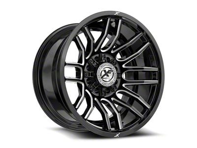 XF Offroad XF-232 Gloss Black and Milled 8-Lug Wheel; 20x10; -12mm Offset (01-06 Sierra 3500 HD SRW)