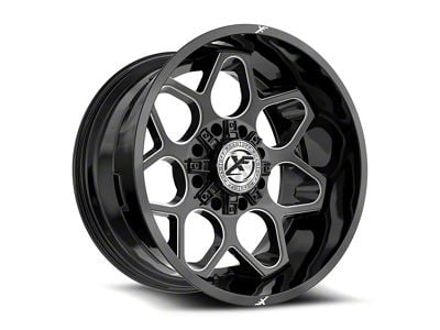 XF Offroad XF-233 Gloss Black and Milled 8-Lug Wheel; 20x10; -12mm Offset (01-06 Sierra 3500 HD SRW)