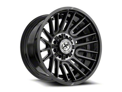 XF Offroad XF-234 Gloss Black and Brushed Double Dark Tint 8-Lug Wheel; 20x10; -12mm Offset (01-06 Sierra 3500 HD SRW)