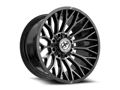 XF Offroad XF-237 Gloss Black and Brushed Double Dark Tint 8-Lug Wheel; 20x9; 0mm Offset (01-06 Sierra 3500 HD SRW)