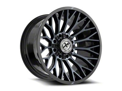 XF Offroad XF-237 Gloss Black and Machined Titanium Double Dark Tint 8-Lug Wheel; 26x12; -44mm Offset (01-06 Sierra 3500 HD SRW)