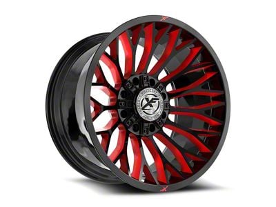 XF Offroad XF-237 Gloss Black and Red Milled 8-Lug Wheel; 20x10; -24mm Offset (01-06 Sierra 3500 HD SRW)