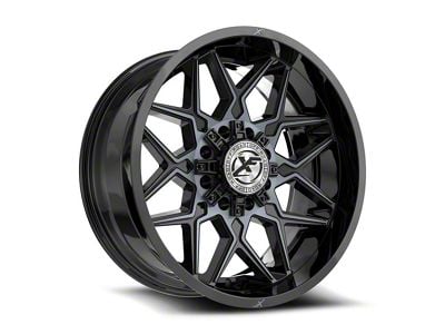 XF Offroad XF-238 Gloss Black and Machined Titanium Double Dark Tint 8-Lug Wheel; 20x10; -12mm Offset (01-06 Sierra 3500 HD SRW)