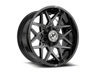 XF Offroad XF-238 Gloss Black and Milled 8-Lug Wheel; 20x10; -12mm Offset (01-06 Sierra 3500 HD SRW)