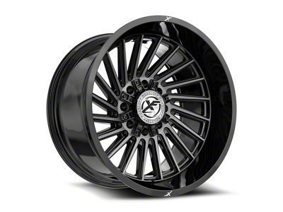 XF Offroad XF-239 Gloss Black and Brushed Double Dark Tint 8-Lug Wheel; 20x10; -12mm Offset (01-06 Sierra 3500 HD SRW)