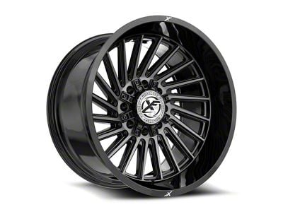 XF Offroad XF-239 Gloss Black and Brushed Double Dark Tint 8-Lug Wheel; 22x12; -44mm Offset (01-06 Sierra 3500 HD SRW)