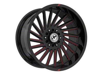 XF Offroad XF-239 Gloss Black and Red Milled 8-Lug Wheel; 20x9; 0mm Offset (01-06 Sierra 3500 HD SRW)