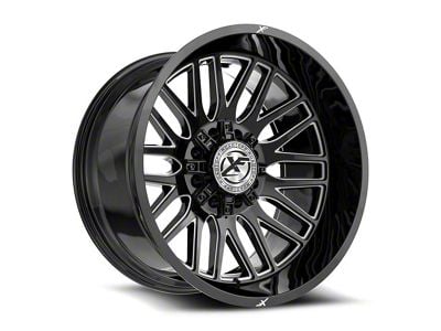 XF Offroad XF-240 Gloss Black and Milled 8-Lug Wheel; 26x12; -44mm Offset (01-06 Sierra 3500 HD SRW)