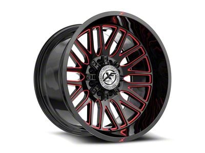 XF Offroad XF-240 Gloss Black and Red Milled 8-Lug Wheel; 26x12; -44mm Offset (01-06 Sierra 3500 HD SRW)