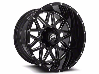 XF Offroad XF-211 Gloss Black Milled 8-Lug Wheel; 20x10; -12mm Offset (01-06 Silverado 2500 HD)