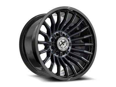 XF Offroad XF-231 Gloss Black and Machined Titanium Double Dark Tint 8-Lug Wheel; 20x12; -44mm Offset (01-06 Silverado 2500 HD)