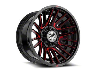 XF Offroad XF-234 Gloss Black and Red Machined 8-Lug Wheel; 20x10; -12mm Offset (01-06 Silverado 2500 HD)