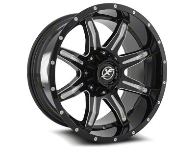 XF Offroad XF-215 Gloss Black and Milled 8-Lug Wheel; 20x10; -24mm Offset (01-06 Silverado 3500 HD SRW)