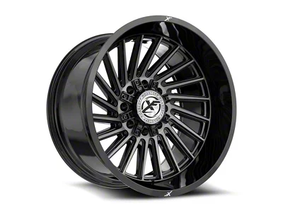 XF Offroad XF-239 Gloss Black and Brushed Double Dark Tint 8-Lug Wheel; 20x10; -12mm Offset (01-06 Silverado 3500 HD SRW)