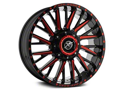 XF Offroad XF-226 Gloss Black Red Milled 8-Lug Wheel; 20x10; -12mm Offset (03-09 RAM 2500)