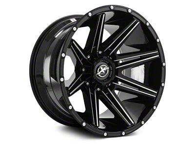 XF Offroad XF-220 Gloss Black Milled 8-Lug Wheel; 18x9; 0mm Offset (03-09 RAM 3500 SRW)