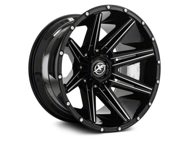 XF Offroad XF-220 Gloss Black Milled 8-Lug Wheel; 18x9; 0mm Offset (03-09 RAM 3500 SRW)