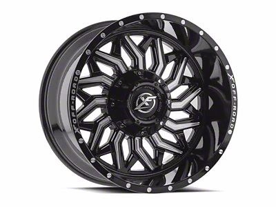 XF Offroad XF-228 Gloss Black Milled 8-Lug Wheel; 20x12; -44mm Offset (03-09 RAM 3500 SRW)