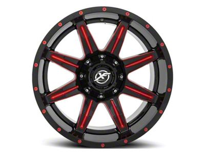 XF Offroad XF-215 Gloss Black Red Milled 6-Lug Wheel; 20x9; 12mm Offset (04-08 F-150)