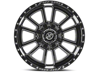 XF Offroad XF-225 Gloss Black Milled 6-Lug Wheel; 20x12; -44mm Offset (07-13 Silverado 1500)