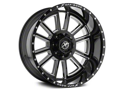 XF Offroad XF-225 Gloss Black Milled 6-Lug Wheel; 20x12; -44mm Offset (07-14 Tahoe)