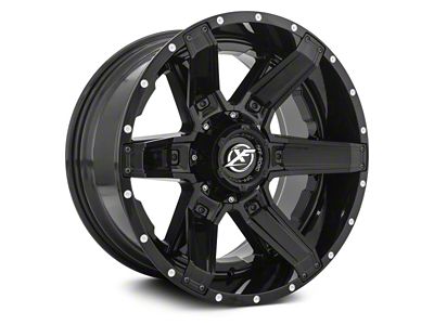 XF Offroad XF-214 Gloss Black with Gloss Black Inserts 6-Lug Wheel; 22x12; -44mm Offset (07-14 Yukon)