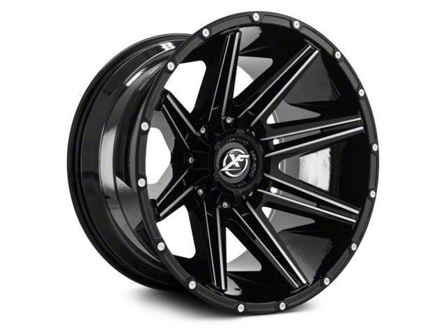 XF Offroad XF-220 Gloss Black Milled and Milled Dots 6-Lug Wheel; 18x9; 12mm Offset (07-14 Yukon)