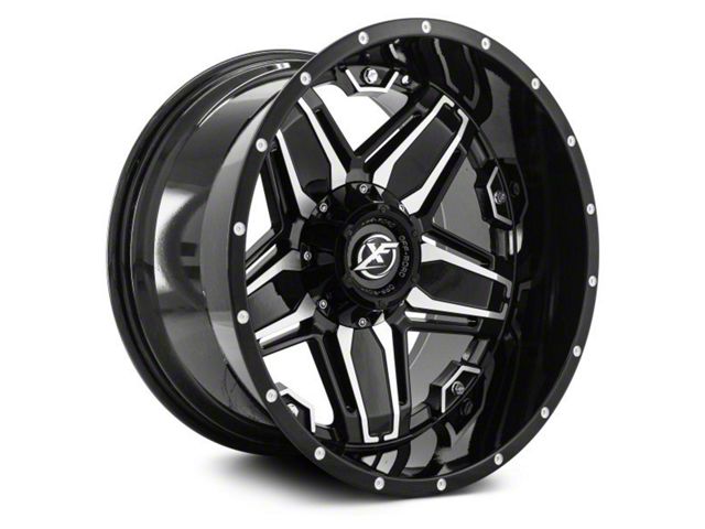 XF Offroad XF-223 Gloss Black Machined 6-Lug Wheel; 20x12; -44mm Offset (07-14 Yukon)