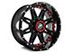 XF Offroad XF-217 Gloss Black with Red Inserts 5-Lug Wheel; 20x9; 12mm Offset (09-18 RAM 1500)