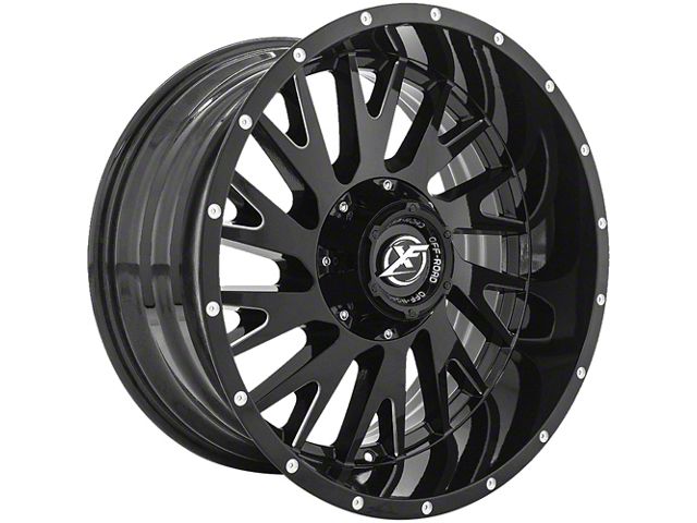 XF Offroad XF-221 Gloss Black Milled 5-Lug Wheel; 20x10; -24mm Offset (09-18 RAM 1500)