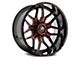 XF Offroad XF-222 Gloss Black Red Milled 5-Lug Wheel; 20x10; -24mm Offset (09-18 RAM 1500)