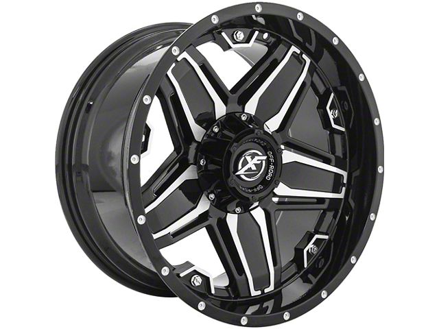 XF Offroad XF-223 Gloss Black Machined 5-Lug Wheel; 20x12; -44mm Offset (09-18 RAM 1500)