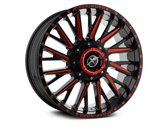 XF Offroad XF-226 Gloss Black Red Milled 8-Lug Wheel; 20x10; -12mm Offset (15-19 Sierra 2500 HD)