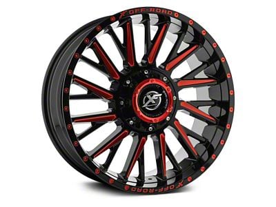 XF Offroad XF-226 Gloss Black Red Milled 6-Lug Wheel; 20x9; 0mm Offset (15-20 Tahoe)