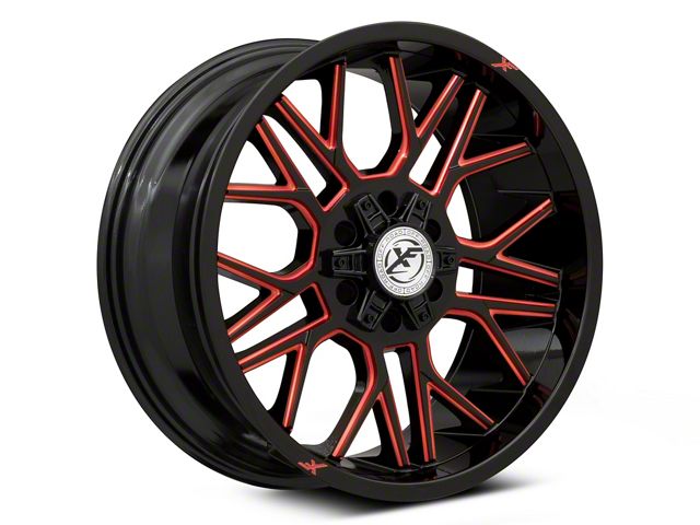 XF Offroad XF-235 Gloss Black Red Milled 6-Lug Wheel; 20x10; -12mm Offset (15-20 Yukon)