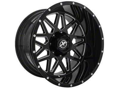 XF Offroad XF-211 Gloss Black Milled 8-Lug Wheel; 20x10; -12mm Offset (23-24 F-250 Super Duty)