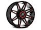 XF Offroad XF-220 Gloss Black Red Milled 6-Lug Wheel; 17x9; 12mm Offset (2024 Ranger)