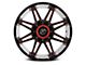 XF Offroad XF-220 Gloss Black Red Milled 6-Lug Wheel; 17x9; 12mm Offset (2024 Ranger)